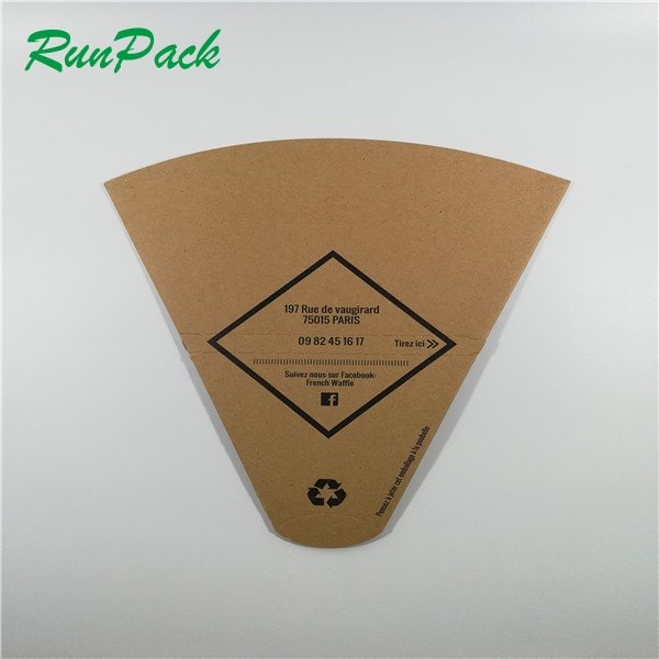 Portable handheld waffle crepe container disposable paper packaging pizza cone box