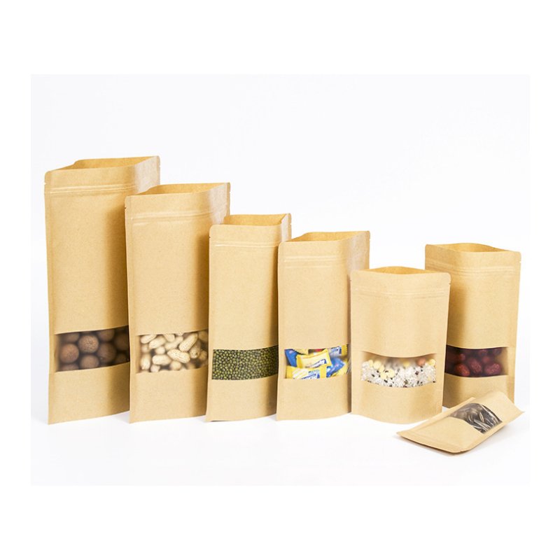Eco friendly Snack Food Spices Packaging Kraft Paper Plastic Zip Lock Bag` Food Plastic Bag