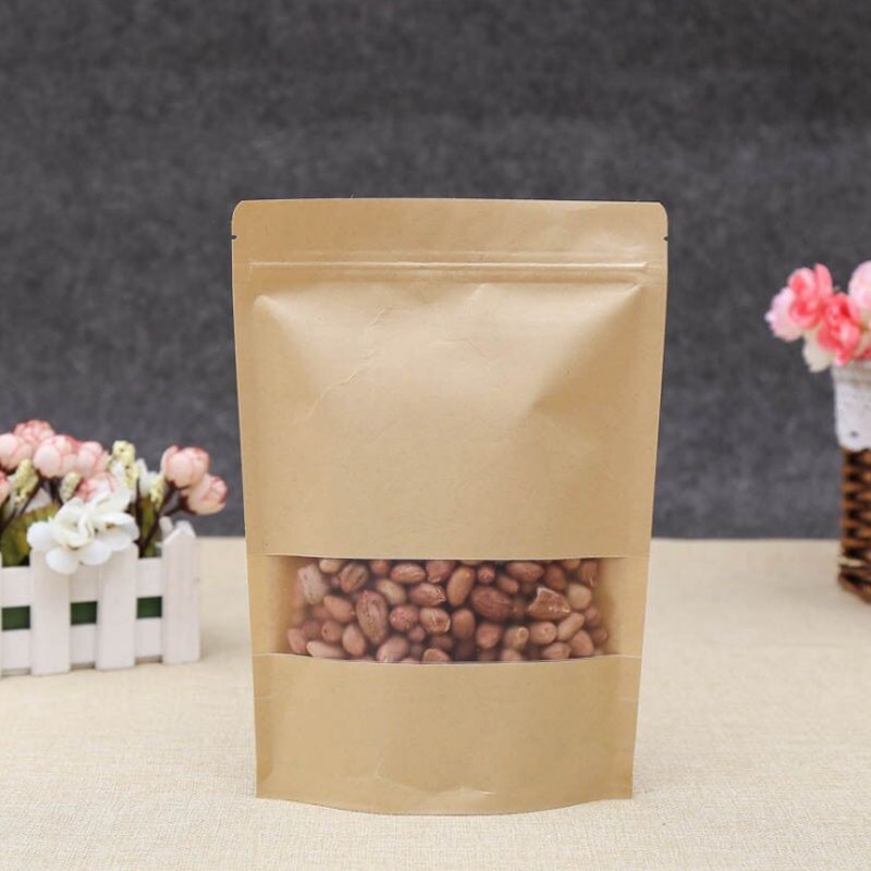 Eco friendly Snack Food Spices Packaging Kraft Paper Plastic Zip Lock Bag` Food Plastic Bag