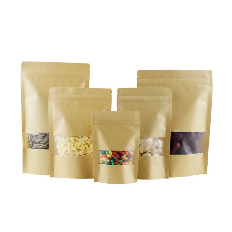 Eco friendly Snack Food Spices Packaging Kraft Paper Plastic Zip Lock Bag` Food Plastic Bag