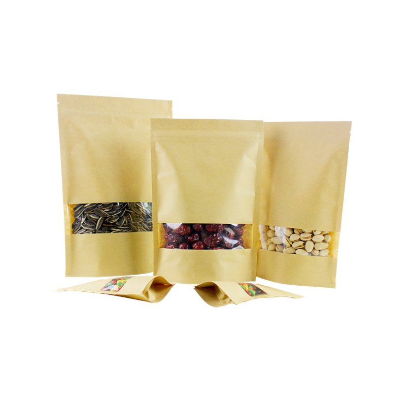 Eco friendly Snack Food Spices Packaging Kraft Paper Plastic Zip Lock Bag` Food Plastic Bag