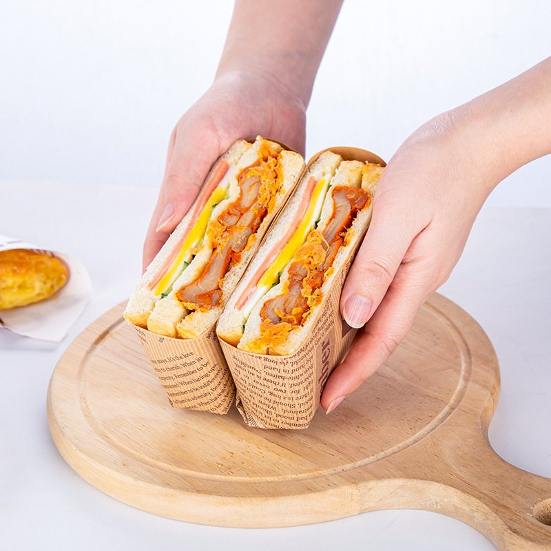 Custom Printed Sandwich Burger Greaseproof Wrapping paper Food Grade Hamburger Bread Deli Grease Proof paper With Logo