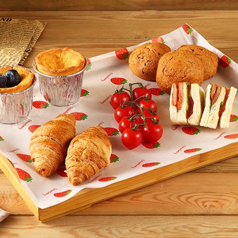 Custom Printed Sandwich Burger Greaseproof Wrapping paper Food Grade Hamburger Bread Deli Grease Proof paper With Logo
