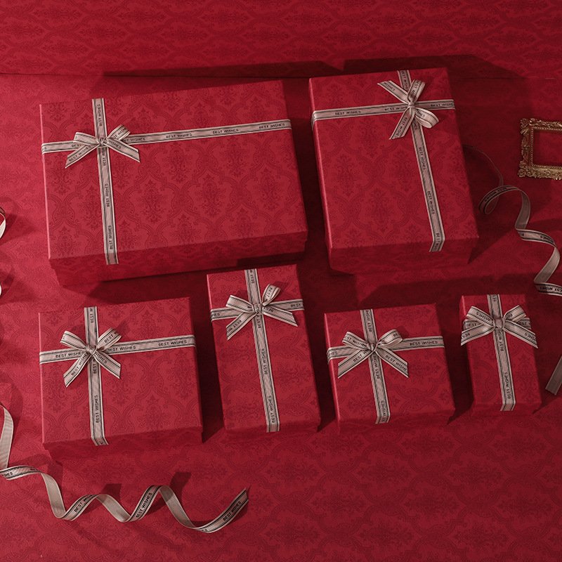 Ready to Ship Empty Kraft Paper Box with Lid Red Black Red Green Orange Multi-colors Gift Wrap Boxes Square &Rectangle for Gifts