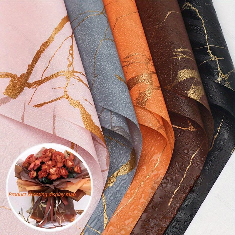 Marble pattern waterproof packaging wholesale Korean packaging paper custom bouquet flower packaging paper