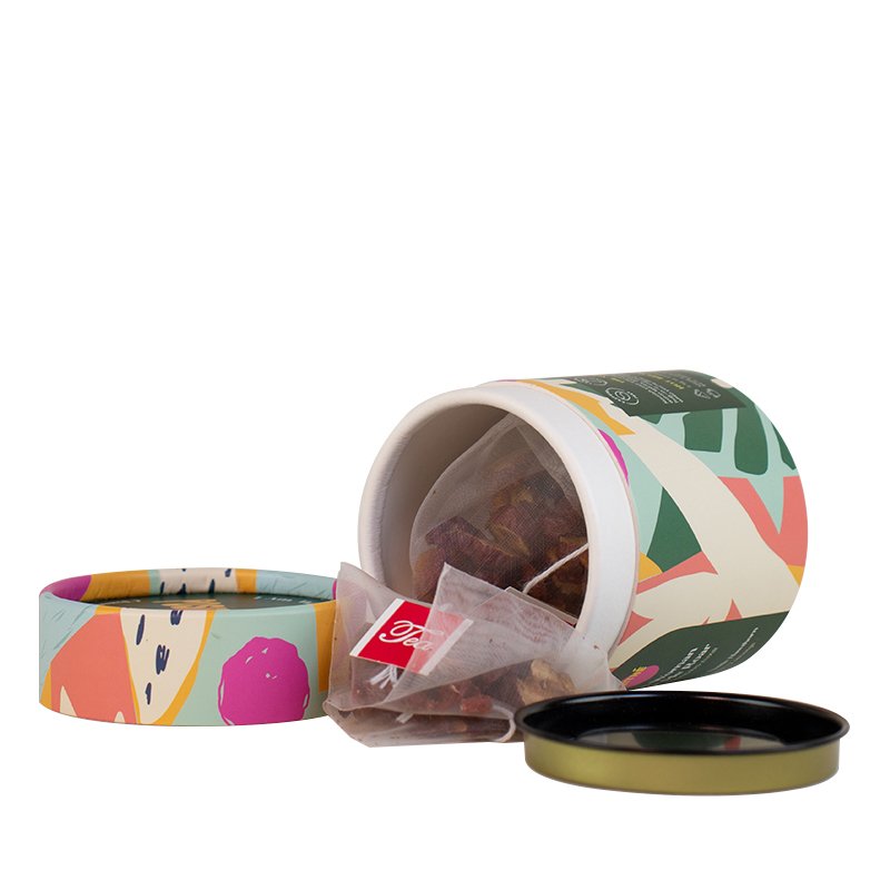 Custom Printing Biodegradable Cylinder Paper Cardboard Tea Canister Bags Gift Kraft Tube Box Packaging