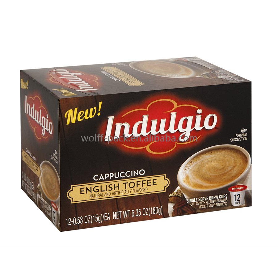Black 12Ct K-Cup Coffee Packaging Boxes With 400Gsm Black Card