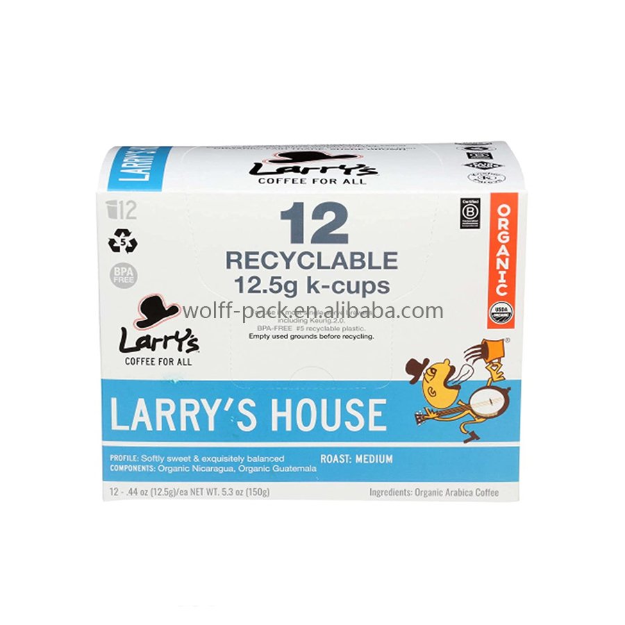 Black 12Ct K-Cup Coffee Packaging Boxes With 400Gsm Black Card
