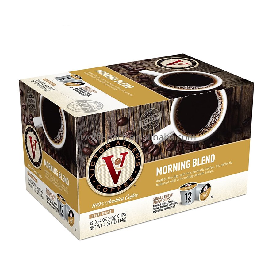 Black 12Ct K-Cup Coffee Packaging Boxes With 400Gsm Black Card
