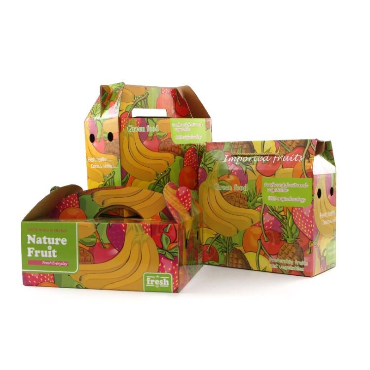 Customized Multi-Size Corrugated Paper Packaging Boxes for Fruit Vegetables Glossy Lamination & Varnishing for Food & Gifts