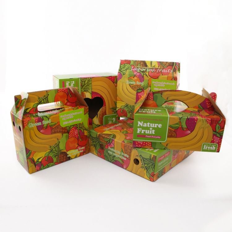 Customized Multi-Size Corrugated Paper Packaging Boxes for Fruit Vegetables Glossy Lamination & Varnishing for Food & Gifts