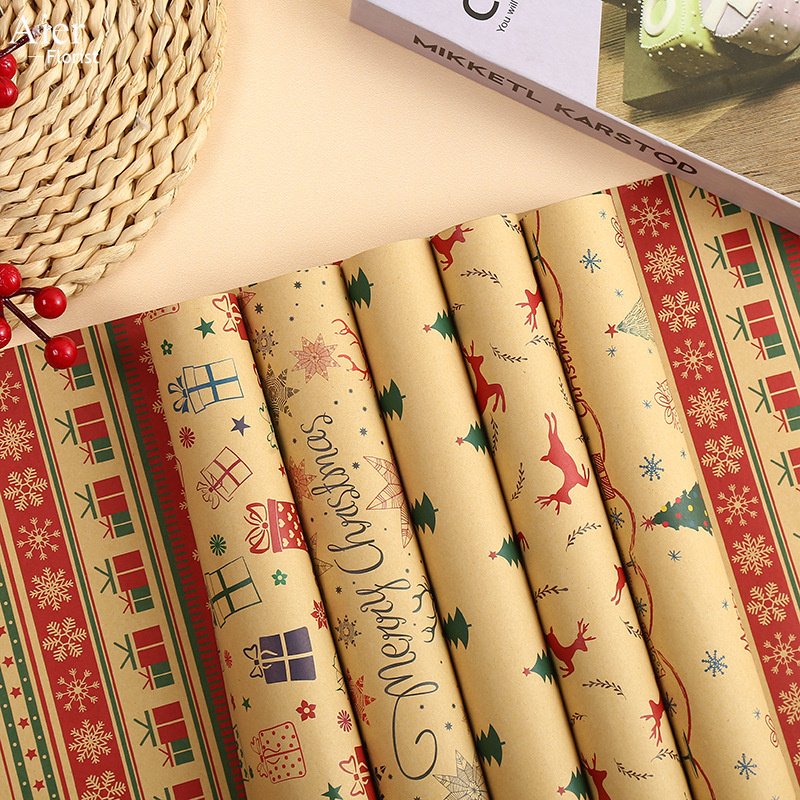 Aierflorist 100g kraft paper Christmas Day Classic gift packaging paper and packing flower bouquet wrapping paper for Christmas