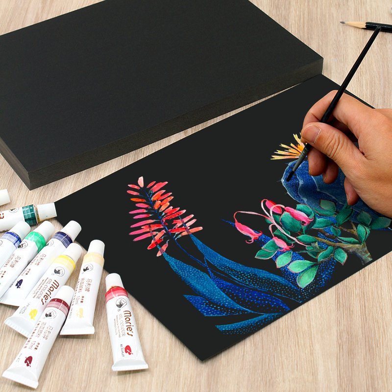 A0 A1 300gsm Black Cardstock Paper Sheets Thick DIY Drawing Cardstock Wholesale 250g Painting Paperboard Black Cardboard Paper