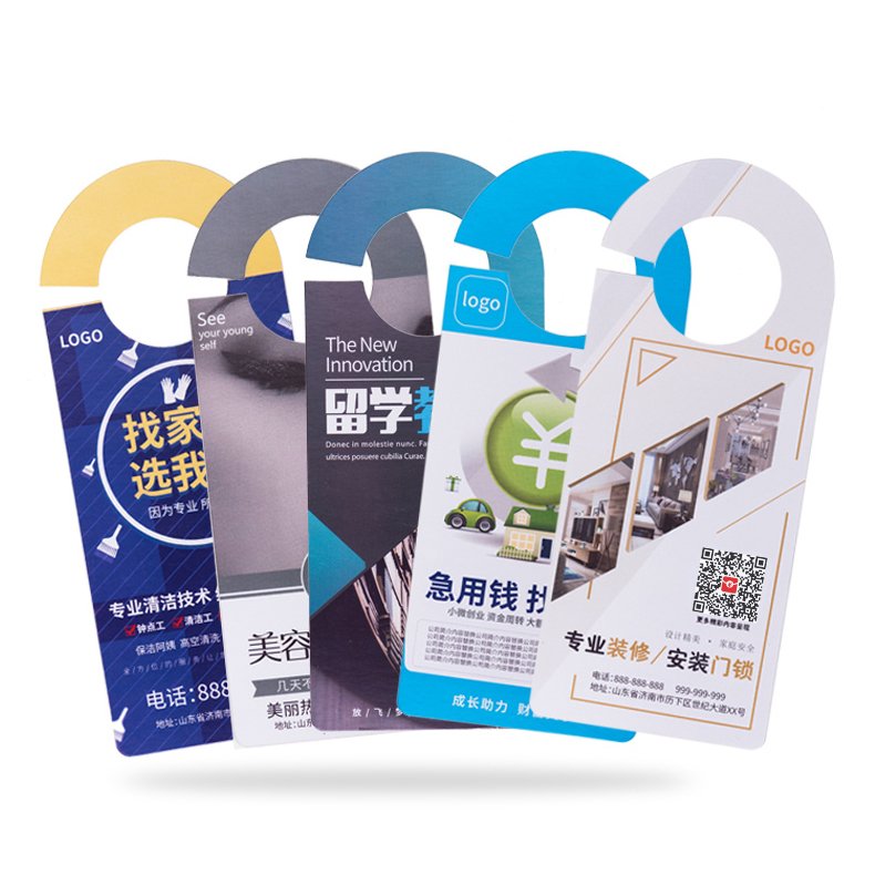 Door Hang Card Advertising Flyer Printing Lock Beauty Training Decoration Children DIY Creative Numbers PVC Paper Hang Tag