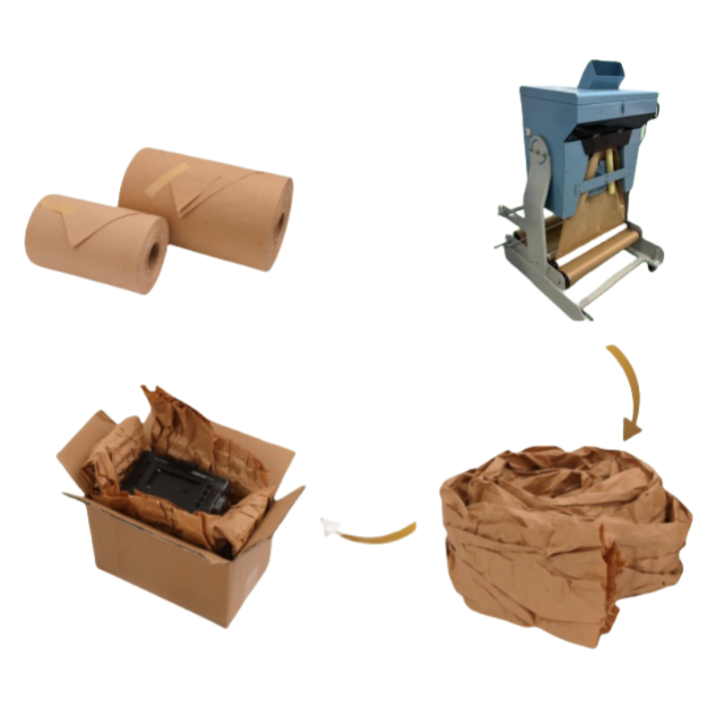 100% Recyclable Eco-Friendly Brown Kraft Paper Roll Void Fill Protective Film Moving Fan Fold Cushioning Wrapping Paper