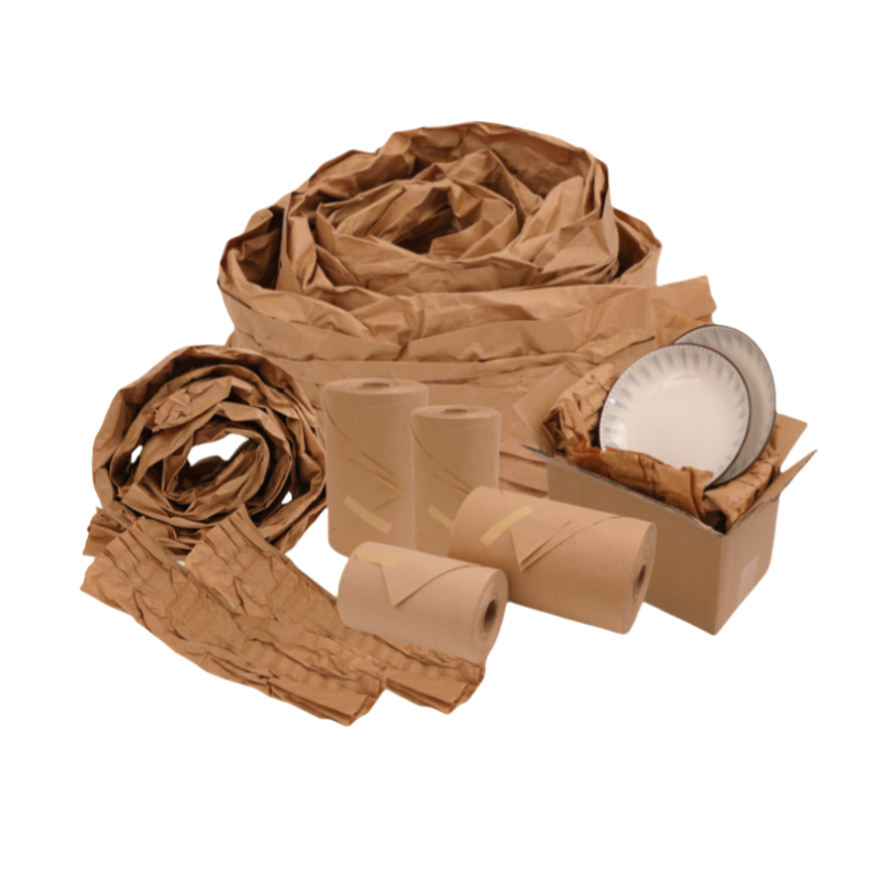 100% Recyclable Eco-Friendly Brown Kraft Paper Roll Void Fill Protective Film Moving Fan Fold Cushioning Wrapping Paper