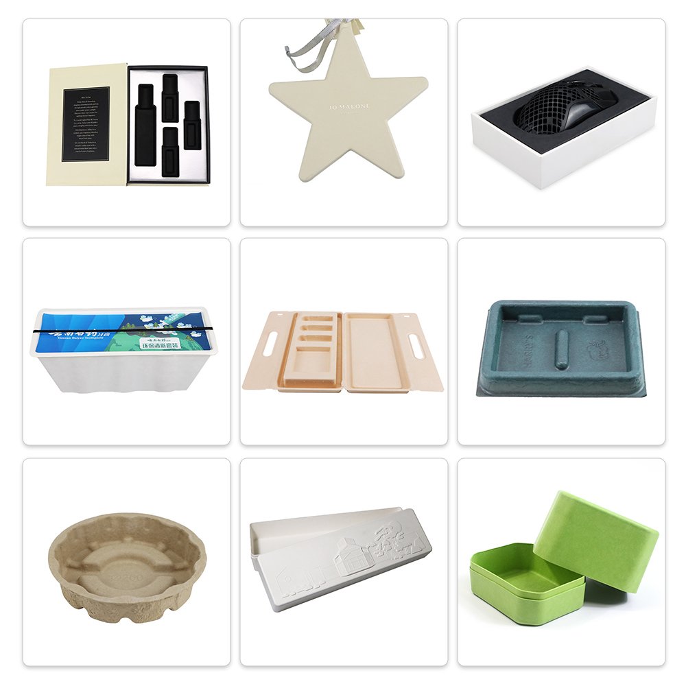 Eco Biodegradable Custom Printing Color Luxury Lipstick Cosmetics Sugarcane Bagasse Paper Molded Pulp Tray Packaging With Lid