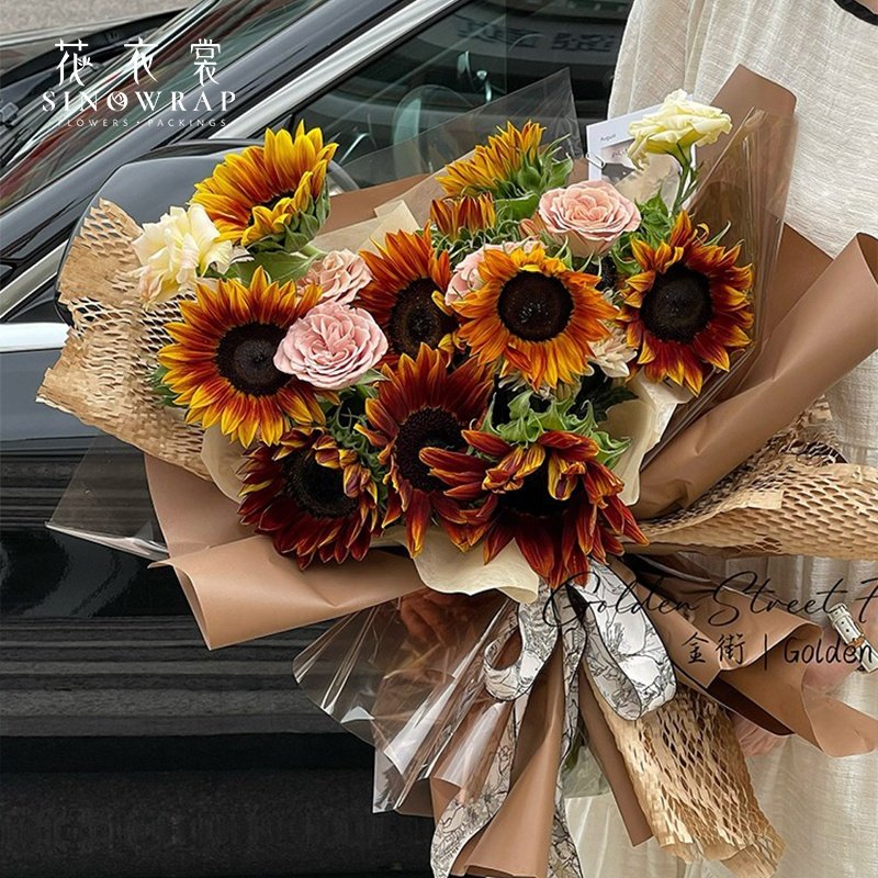 SINOWRAP NEW hot sale fancy design soft lining paper various colors flower wrapping paper
