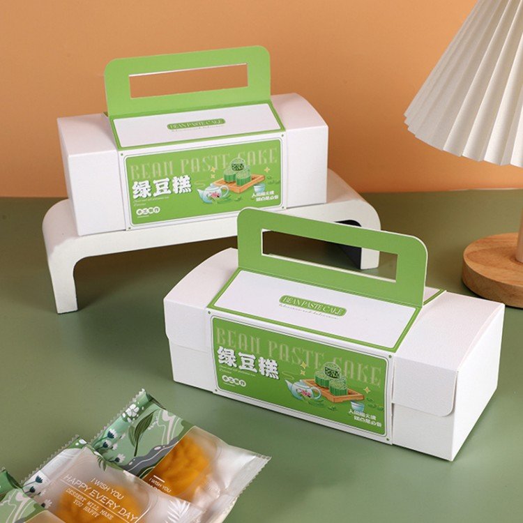 Custom print paper sleeve individually wrapped biscuits cookies crackers white box kraft paper sleeve packaging die cut handle
