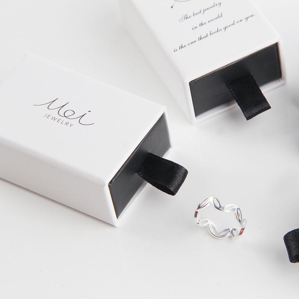 OEM Customization ecofriendly paper jewelry box custom logo white ring box / ring boxes jewellery packaging