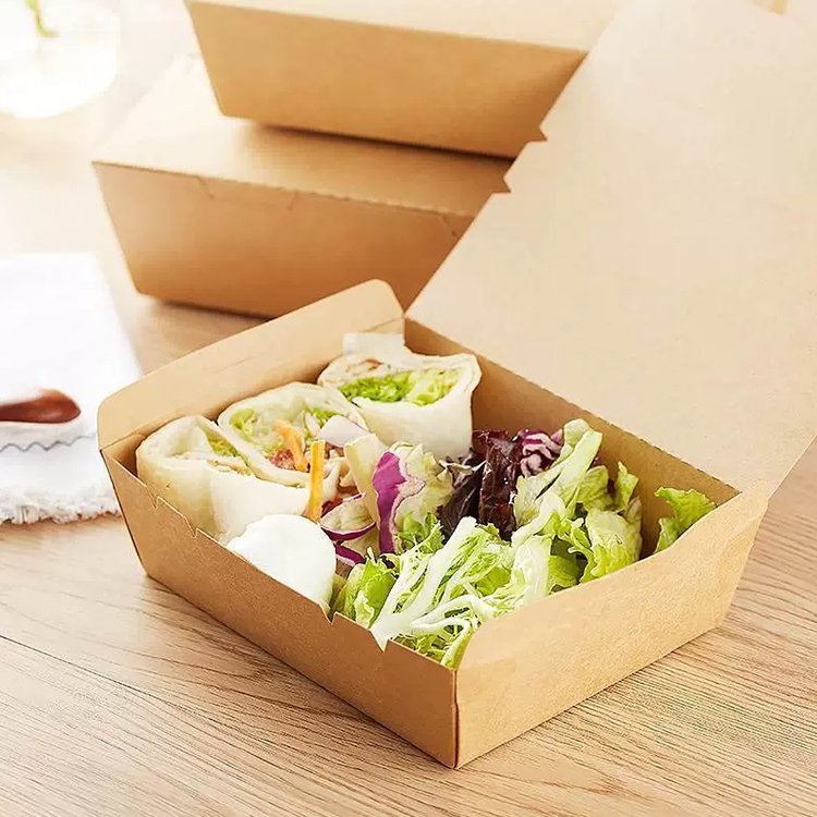 Custom DIsposable Kraft Paper Food Salad Container Box Packaging Salad Boxes box with Drawer WIndow Divider