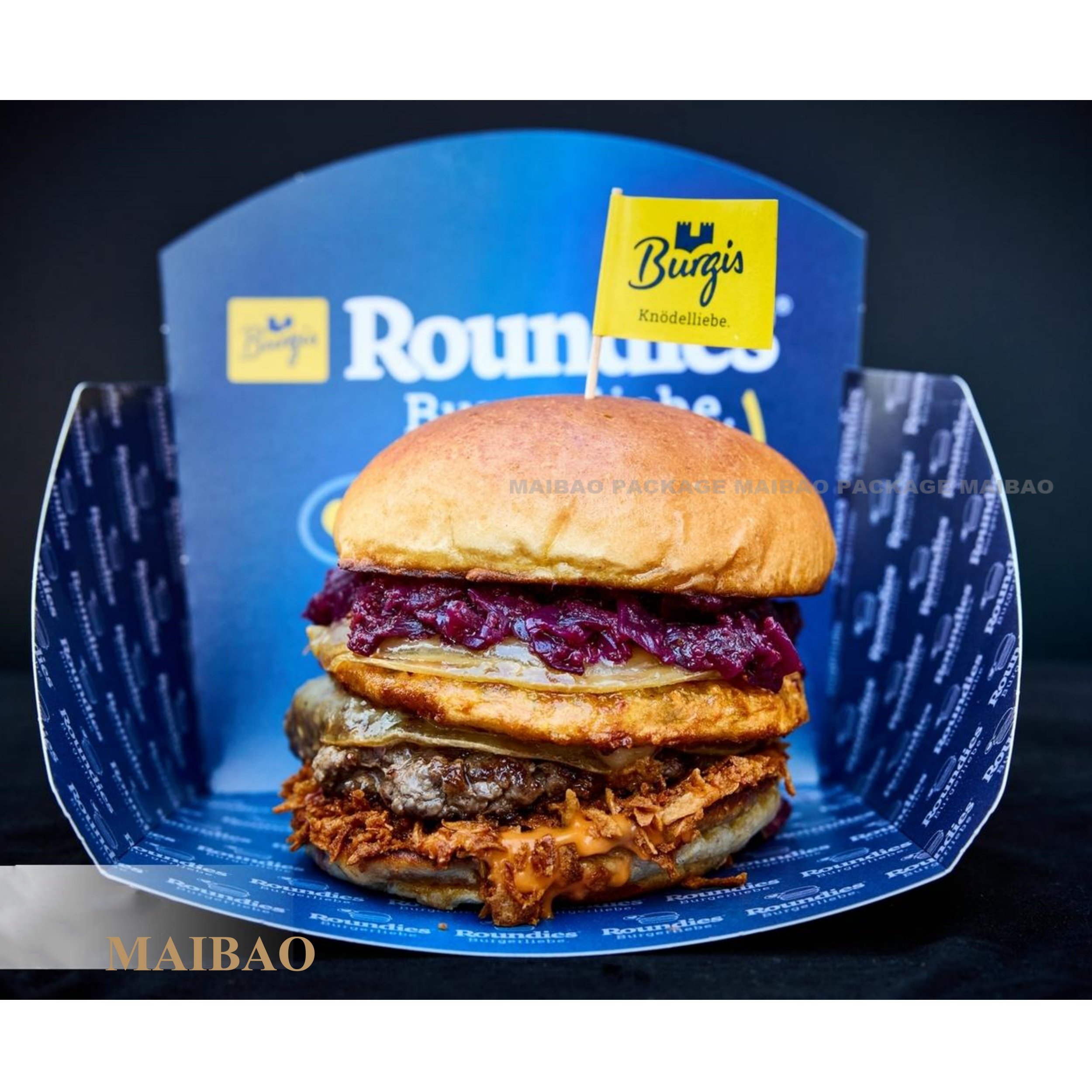 Disposable Kraft Paper Tray Take-away Fried Chicken Chips Food Gold Foil Printed Trayclamshell Packaging Take-away Foods