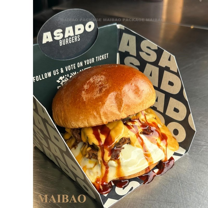 Disposable Kraft Paper Tray Take-away Fried Chicken Chips Food Gold Foil Printed Trayclamshell Packaging Take-away Foods