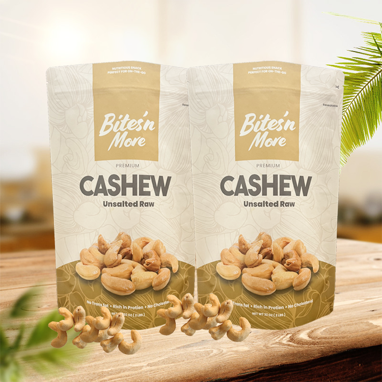 Kraft Paper Package Custom Printing Bag With Zipper Window Low MOQ Resealable Mylar Bags Compostable Material Stand Up Pouch