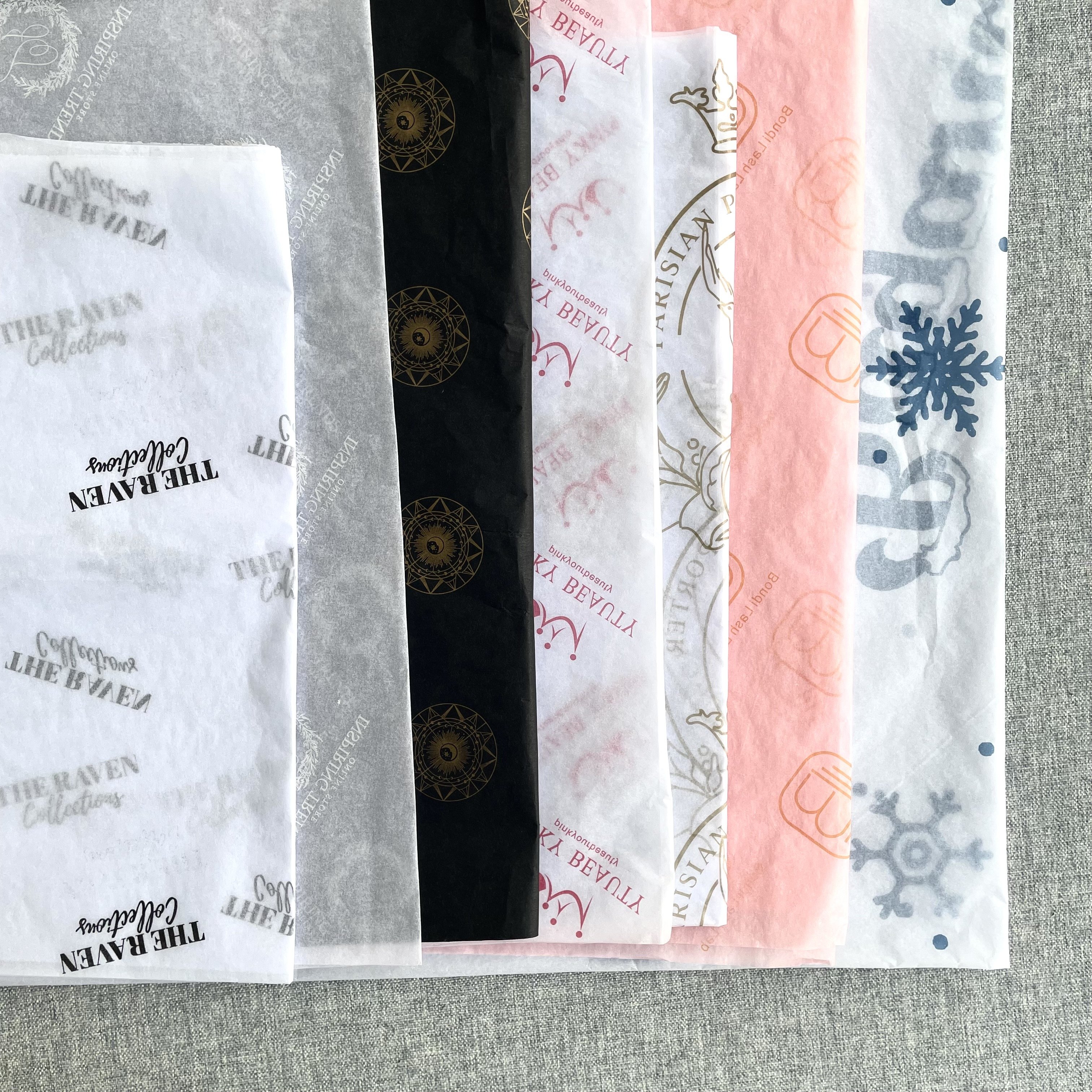 New Design Eco-friendly Packaging Custom Logo Printed Tissue Paper / Gift Wrap / Wrapping Tissue Paper Roll with Logo