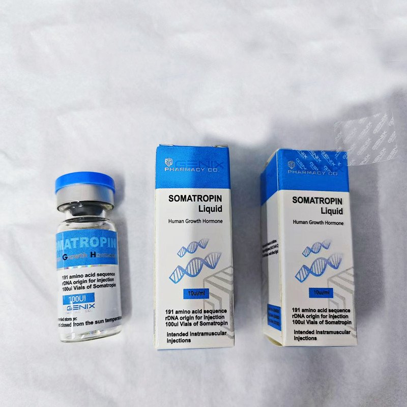 Custom Printing Blue Color your Own Brand Somatropina 10ml Liquid Box Packaging GH Paper Box with Label and Seal Sticker
