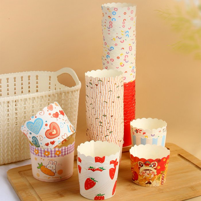 Disposable compostable cartoon cupcake high temperature baking round cupcake dessert packaging