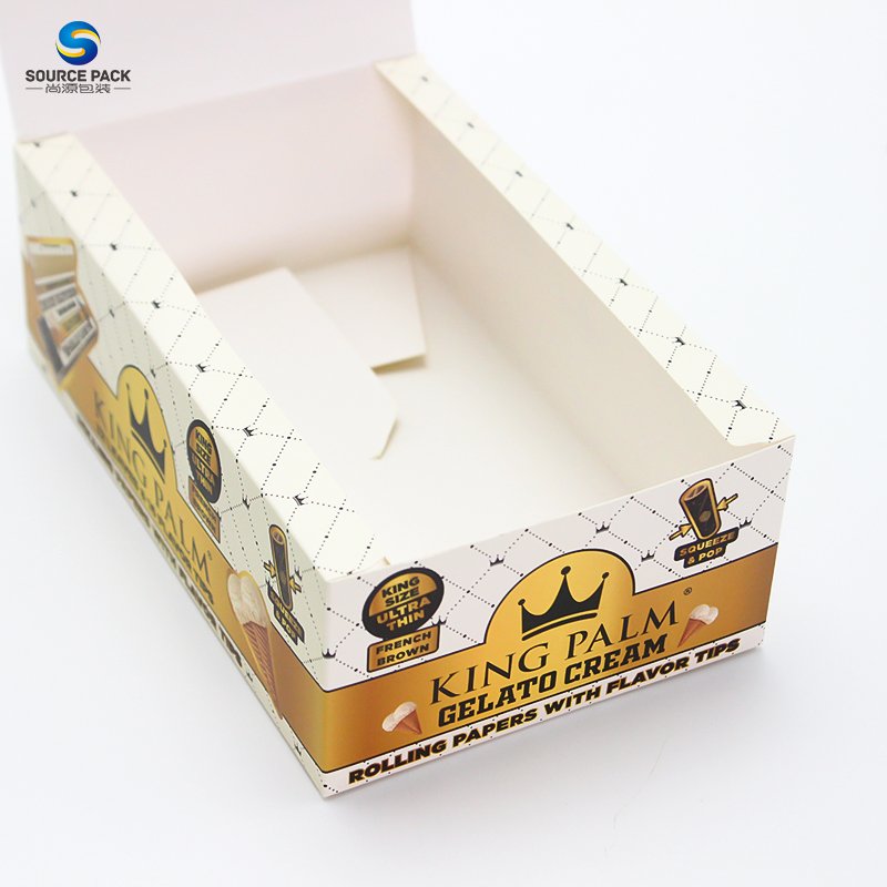 High Quality Cigar Packaging Kraft Paper Custom Counter Cardboard Retail Display Box For Rolling Tips Paper Display Box