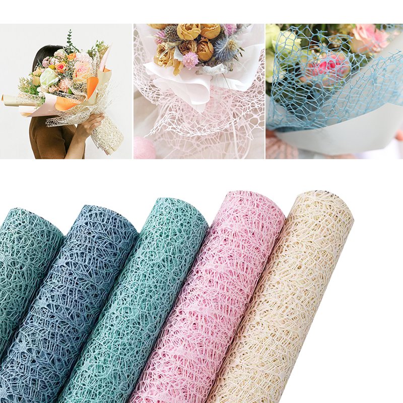 korean paper for flowers Mesh Paper Circle Net Hollow Wrapping Paper Florist Packaging Supplies for Birthday Wedding