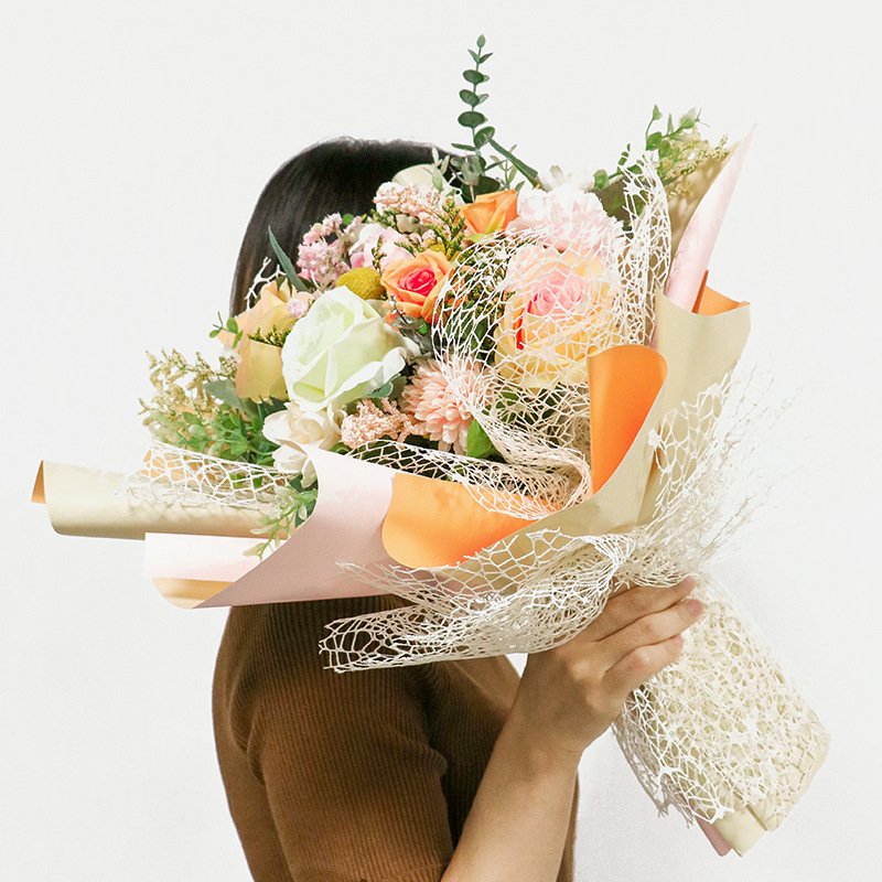 korean paper for flowers Mesh Paper Circle Net Hollow Wrapping Paper Florist Packaging Supplies for Birthday Wedding