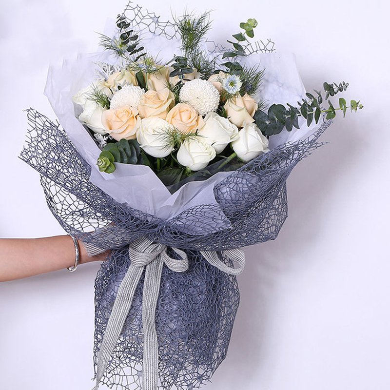 korean paper for flowers Mesh Paper Circle Net Hollow Wrapping Paper Florist Packaging Supplies for Birthday Wedding