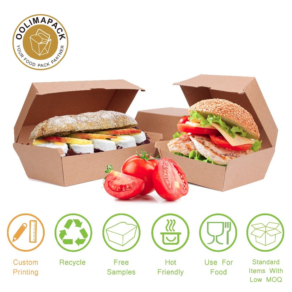 Large Clamshell Hamburger Take Out Carton,hot dog paper packaging box