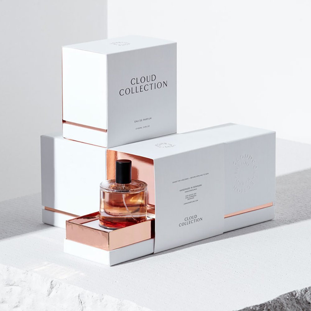 Custom luxury white perfume packaging lid and base paper gift box