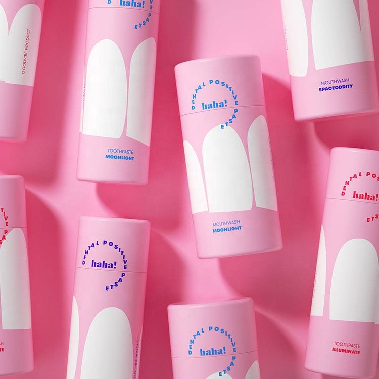 Eco Friendly Biodegradable Kraft Craft Cosmetics Round Paper Jar Canister Custom Cylinder Cardboard Tube Packaging For Lip Balm