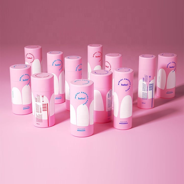 Eco Friendly Biodegradable Kraft Craft Cosmetics Round Paper Jar Canister Custom Cylinder Cardboard Tube Packaging For Lip Balm