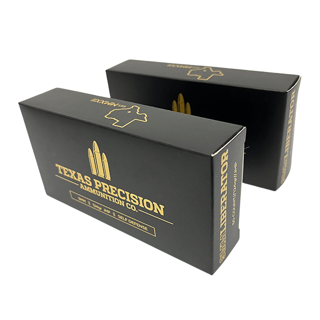 Custom Gold Stamping 9mm Ammunition Boxes Paper Packaging For Self Defense