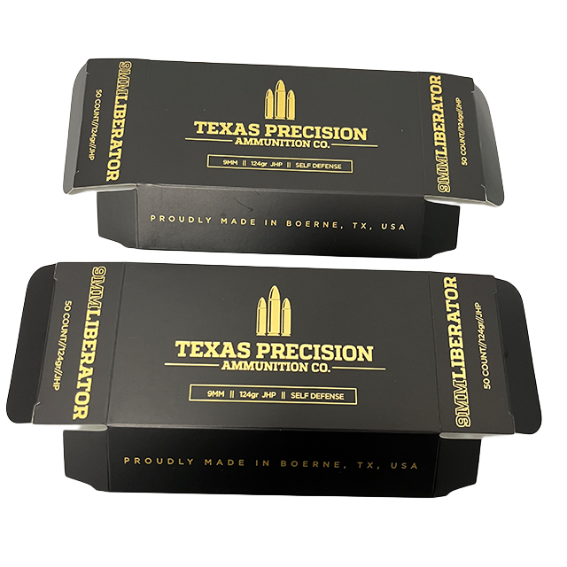 Custom Gold Stamping 9mm Ammunition Boxes Paper Packaging For Self Defense