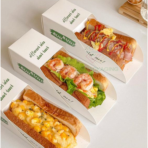 Hot Sale Custom Printed Takeaway To-go Cheese Paper Sandwich Box Korean Egg Drop Sandwich Paper Packaging