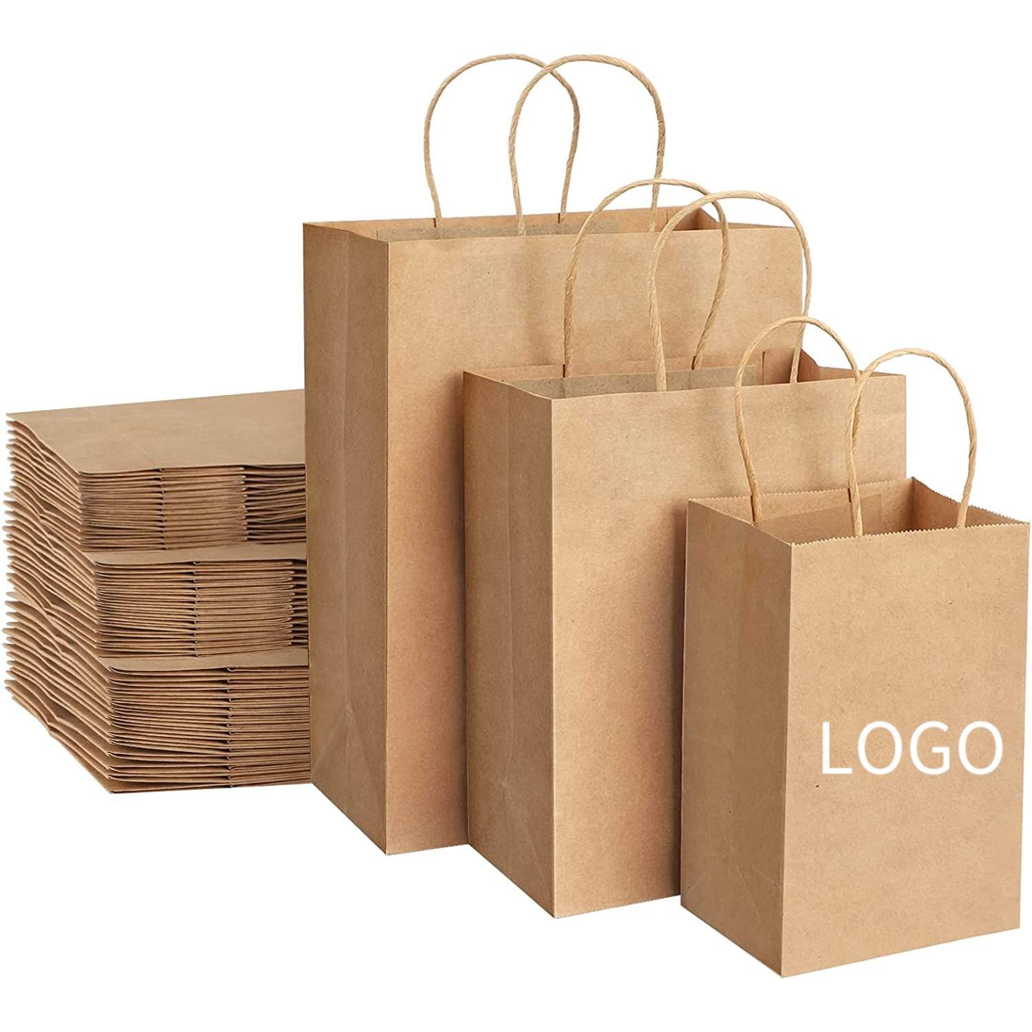 Wholesale Custom Luxury Craft Gift Brown White packaging Bolsa De Papel Printed Shopping Bag Kraft paper Bags With Your Own Logo