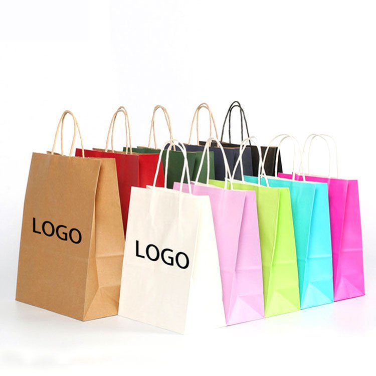 Wholesale Custom Luxury Craft Gift Brown White packaging Bolsa De Papel Printed Shopping Bag Kraft paper Bags With Your Own Logo