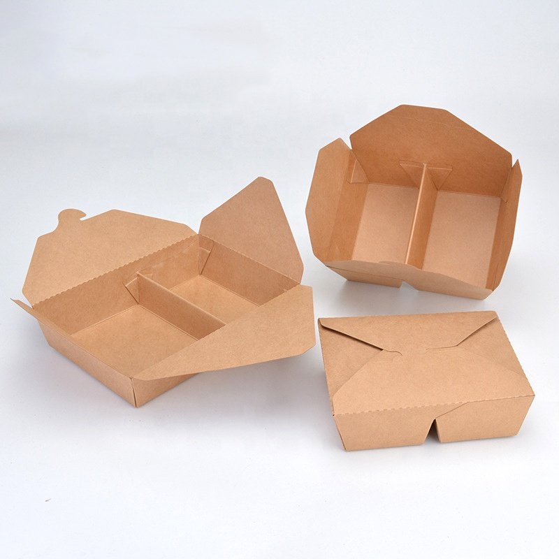 Disposable Food Container Packaging Kraft Paper Fast Food Takeaway Takeaway Kraft Paper Food Lunch Box