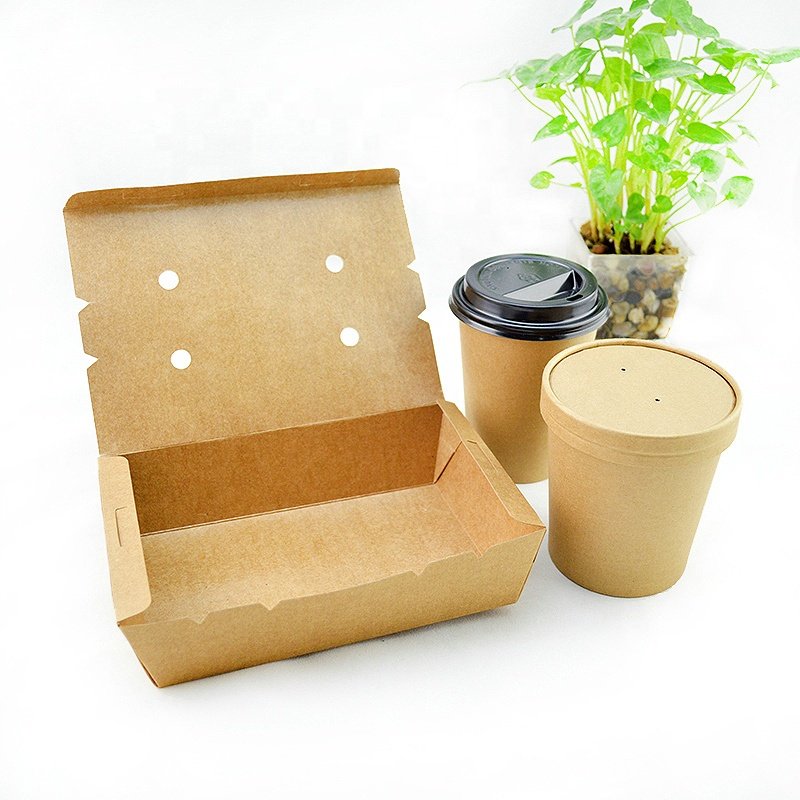 Disposable Food Container Packaging Kraft Paper Fast Food Takeaway Takeaway Kraft Paper Food Lunch Box