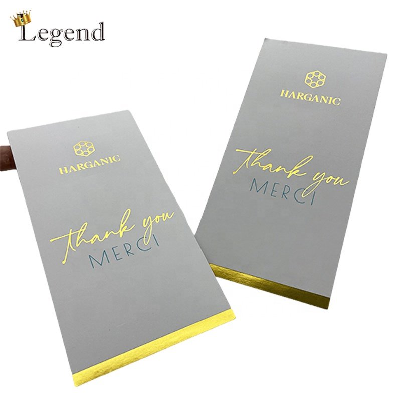 Simple Luxury Printing Gold Foil Clothes Garment Paper Gift Card Custom Thank You Card For Gift