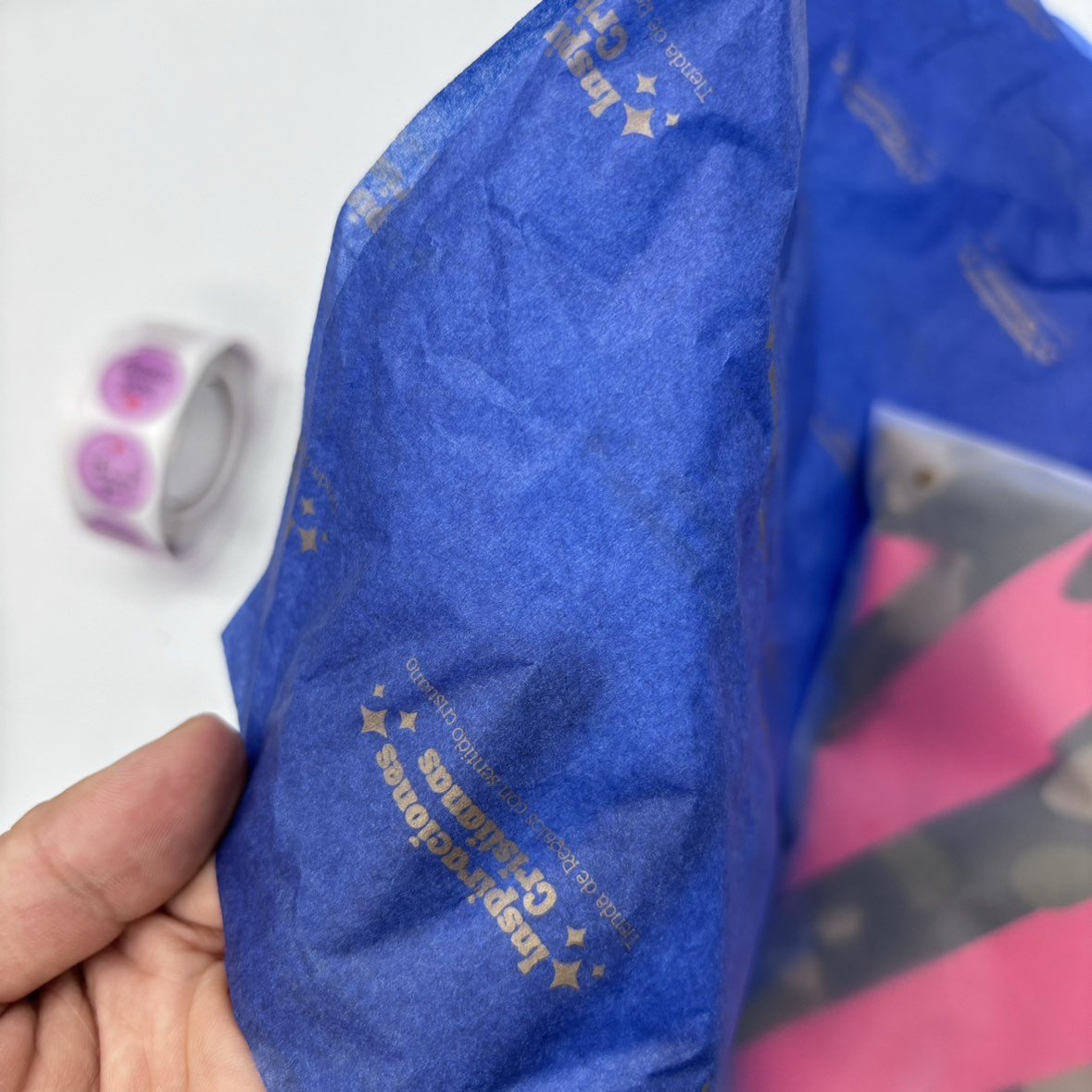 Custom LOGO Soft Wrapping Tissue Paper With Company Logo Clothing Packaging Paper Blue