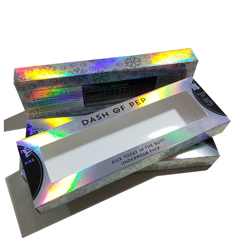 Custom Printing Underwear Box Packaging Hologram Paper Boxes With PVC Window