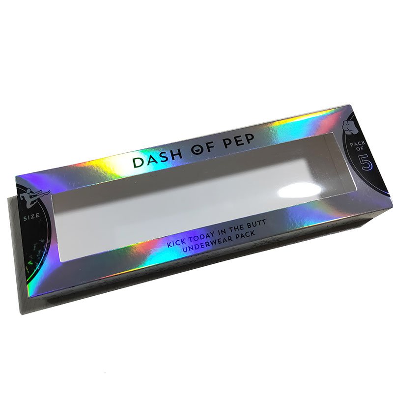 Custom Printing Underwear Box Packaging Hologram Paper Boxes With PVC Window